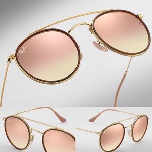 Ray-Ban Round Double Bridge Mirrored Sunglasses
